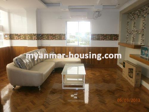 Myanmar real estate - for rent property - No.1111 - Quiet and residential  condo near Kandawgyie Lake - Don't miss the chance! - View of the living room.