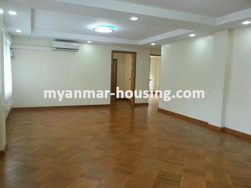 Myanmar real estate - for rent property - No.1500 - An apartment for rent in Mingalar Taung Nyunt Township. - View of the living room