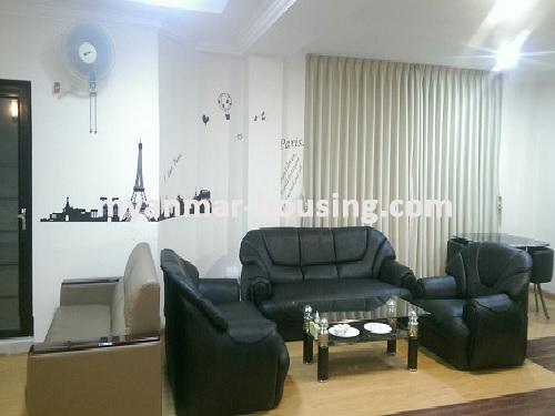Myanmar real estate - for rent property - No.1900 -  Well decorated room for rent in Barkaya Condo, Sanchaung Township. - View of the living room.