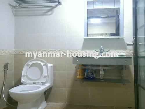 Myanmar real estate - for rent property - No.1900 -  Well decorated room for rent in Barkaya Condo, Sanchaung Township. - View of the wash room.