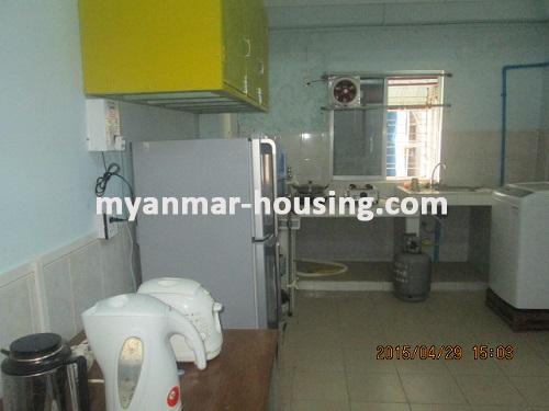 Myanmar real estate - for rent property - No.2035 - Clean and Fully-Furnished Room located near Inya Lake! - View of the kitchen room.