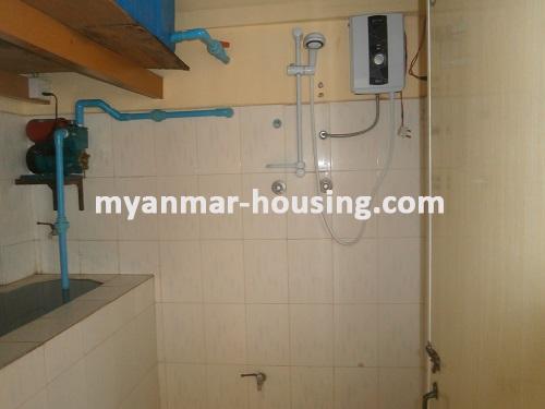 Myanmar real estate - for rent property - No.2100 - Condo near Sule Pagoda, Sakura Tower and BoGyoke Market! - View of the wash room.