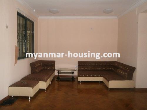 Myanmar real estate - for rent property - No.2176 - Furnished Room Suitable for Single Person /Couple /Small Family in Diamond Condo! - View of the living room.