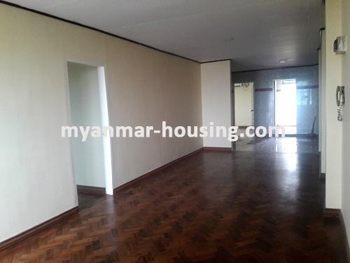 Myanmar real estate - for rent property - No.2360 - Available room in Anawrahta condo in Kamaryut! - hallway view to bedrooms and kitchen