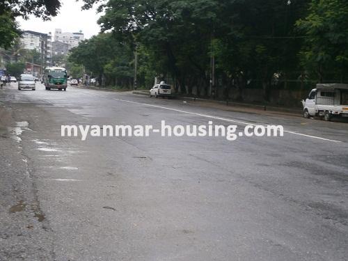 Myanmar real estate - for rent property - No.2388 - Office for rent in Ahlone available! - View of the road.