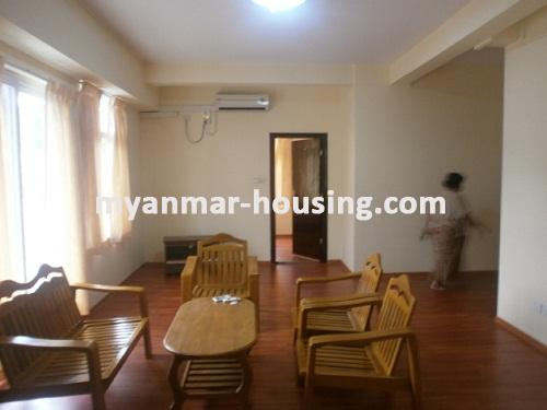 Myanmar real estate - for rent property - No.2493 - Condo for rent near hledan junction! - View of the living room.