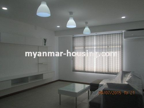 Myanmar real estate - for rent property - No.2585 - Beautiful Condo for Rent Located near Inya Lake! - View of the living room.