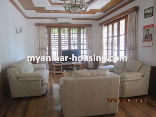 Myanmar real estate - for rent property - No.2768 - Grand and Spacious Landed House located in Inya Myaing Street- Bahan Township! - View of the living room.