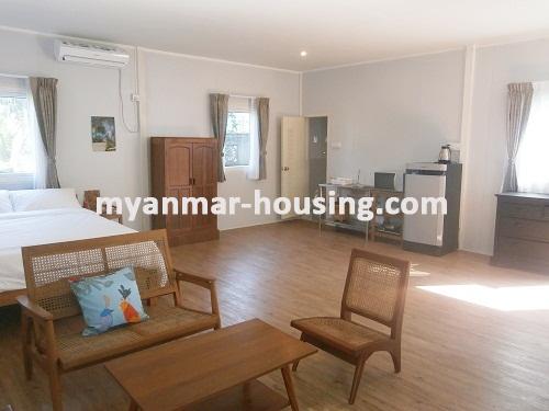 Myanmar real estate - for rent property - No.2896 - Fully Furnished Room in Bangalo Style Building with Spacious Compound! - View of bed room