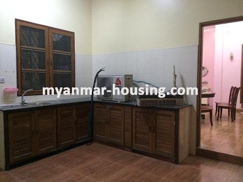 Myanmar real estate - for rent property - No.2922 - The colourful landed house with safe fence in Thin Gann Gyun! - the view of the kitchen
