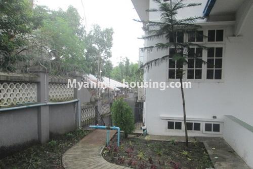 Myanmar real estate - for rent property - No.2965 - Big Landed House for Rent with Nice Decoration! - back side view