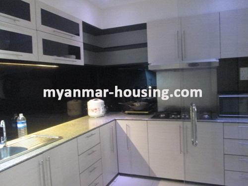 Myanmar real estate - for rent property - No.3109 - Available good condominium for rent near Chatrium Hotel. - View of the kitchen room.