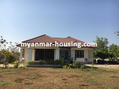 Myanmar real estate - for rent property - No.3224 - One Storey landed house for rent in Naypyidaw. - view of the building with compound