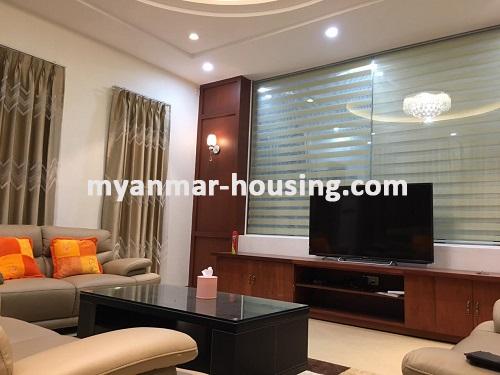 Myanmar real estate - for rent property - No.3363 - Three storey Landed House for rent in Hlaing Township. - View of the Living room