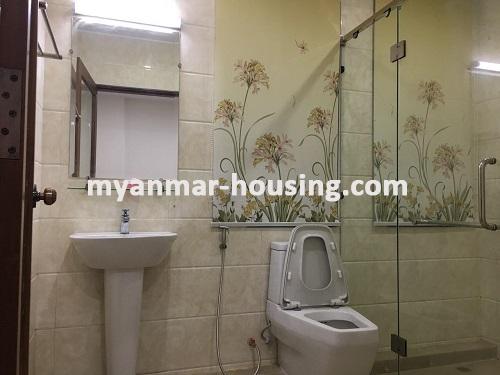 Myanmar real estate - for rent property - No.3363 - Three storey Landed House for rent in Hlaing Township. - View of Toilet and Bathroom