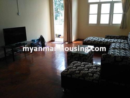 缅甸房地产 - 出租物件 - No.3387 - A Condominium for rent in Shwe Kindery Standard Housing. - ႔View of the Living room