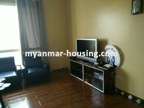 Myanmar real estate - for rent property - No.3409 - A new Condo room for rent in River view point Condo at Ahlone Township. - View of the Living room