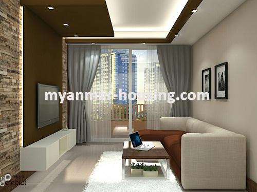 ミャンマー不動産 - 賃貸物件 - No.3442 - Modernize decorated Condo room for rent in Star City. - View of the Living room