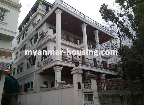 Myanmar real estate - for rent property - No.3452 - Four Storey landed House for rent in Kamaryut Township. - View of the building