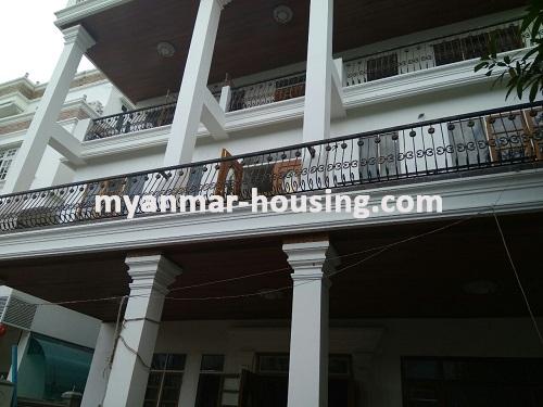 Myanmar real estate - for rent property - No.3452 - Four Storey landed House for rent in Kamaryut Township. - Close View of the building
