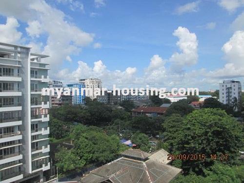 Myanmar real estate - for rent property - No.3454 - A nice condo room in War Dan Condo in Lanmadaw! - Outside view from bedroom