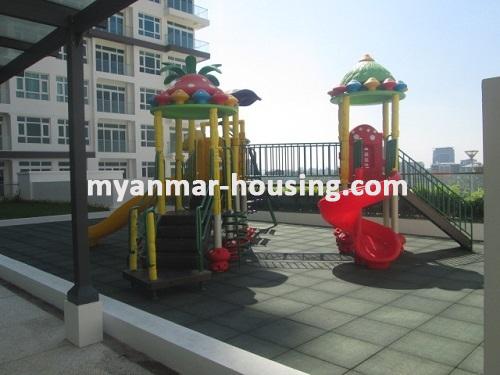 Myanmar real estate - for rent property - No.3468 - Modern decorated a new condominium for rent in G.E.M.S Condo. - View  of Kid's Player ground