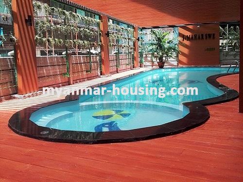 ミャンマー不動産 - 賃貸物件 - No.3493 - A Good Condo room for rent in MaharSwe Condo - View of the swimming pool