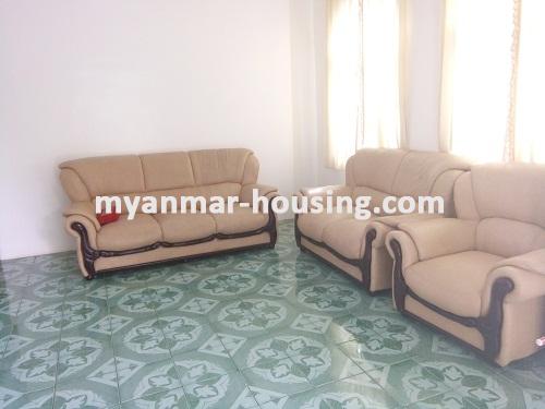 缅甸房地产 - 出租物件 - No.3495 - A good apartment for rent in Bahan Township. - View of the living room