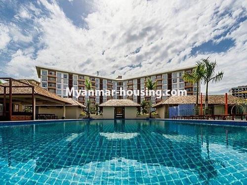 ミャンマー不動産 - 賃貸物件 - No.3506 - Luxurious Condominium room with full standard decoration and furniture for rent in Star City, Thanlyin! - another view of swimming pool