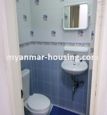Myanmar real estate - for rent property - No.3553 - Good room for rent in Kabaraye Villa Mayangone Township. - View of the Toilet and Bathroom