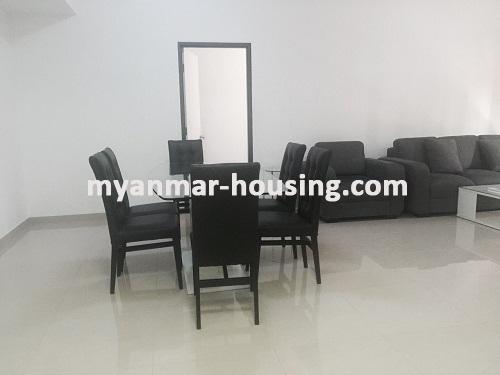 Myanmar real estate - for rent property - No.3586 - 3BHK Star City Condominium room for rent. - dining area view