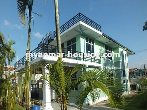 Myanmar real estate - for rent property - No.3663 - A house for rent near Aung Zay Ya Bridge in Insein! - house view from another side