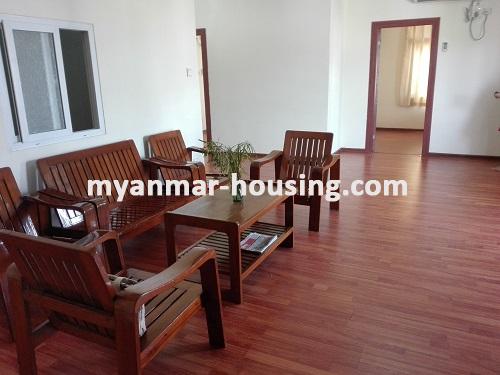 Myanmar real estate - for rent property - No.3724 - Condo room for rent near Hledan Junction. - living room view