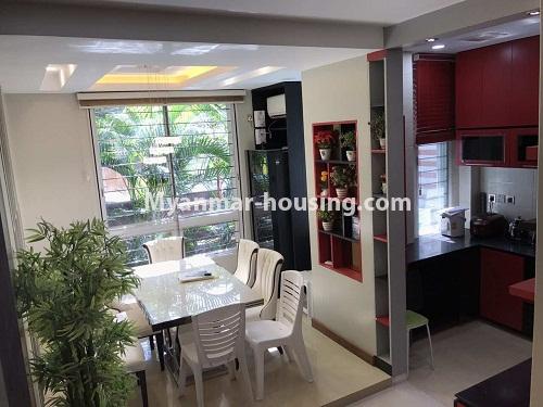 Myanmar real estate - for rent property - No.3858 - A Stardard decorated room for rent in Kamayut Township. - Dinning room