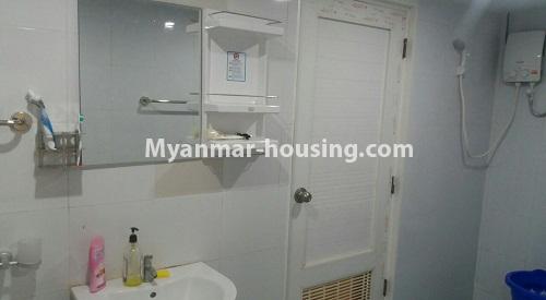 Myanmar real estate - for rent property - No.3872 - Good and wide space room for rent in River View Point Condo - View of the Toilet and Bathroom