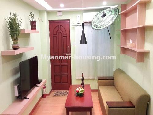 ミャンマー不動産 - 賃貸物件 - No.3884 - An apartment for rent in Kyaukdadar Township. - View of the Living room