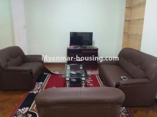 ミャンマー不動産 - 賃貸物件 - No.3887 - Well decorated room for rent in Sandar Myiang Condo. - View of the Living room