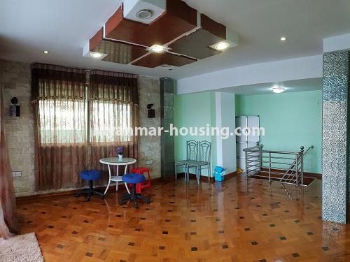 Myanmar real estate - for rent property - No.4025 - Penthouse and 8 floor for rent in Yae Kyaw Street. - large space of living room