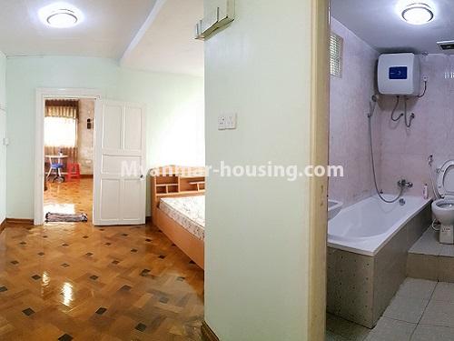 Myanmar real estate - for rent property - No.4025 - Penthouse and 8 floor for rent in Yae Kyaw Street. - master bedroom and bathroom