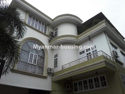 Myanmar real estate - for rent property - No.4090 - Three storey landed house for rent in Bahan Township. - view of the building