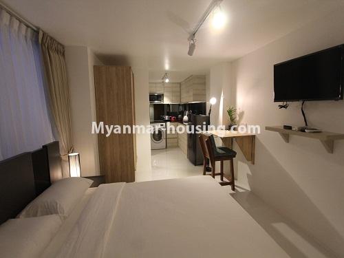 Myanmar real estate - for rent property - No.4440 - Serviced room studio type with full facilities for rent in Dagon Township. - the whole room view