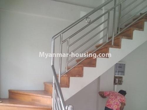 Myanmar real estate - for rent property - No.4445 - Three Sorey Landed house for rent in Baw Ga Street, North Dagon! - stairs to upstairs