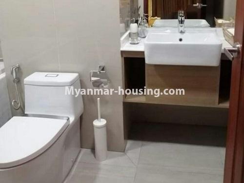 Myanmar real estate - for rent property - No.4448 - Newly Condominium room with beautiful decoration and with nice environment for rent in Norht Dagon! - bathroom