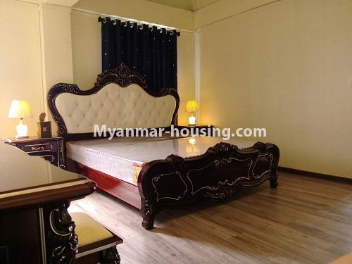 Myanmar real estate - for rent property - No.4503 - Top floor condominium room with full furniture for rent in South Okkalapa! - master bedroom view