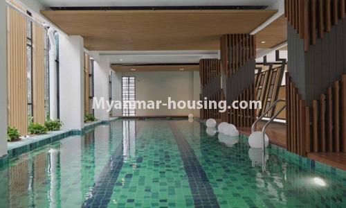 Myanmar real estate - for rent property - No.4513 - Standard decorated Serene condominium room for rent in South Okkalapa! - swimming pool view