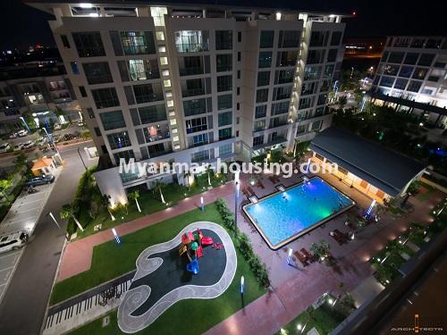 Myanmar real estate - for rent property - No.4515 - New standard condominium penthouse with full facilities in Mandalay! - building and compound view