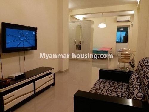 Myanmar real estate - for rent property - No.4541 - Nice decorated studio room with fully furniture for rent in Tharketa! - living room area