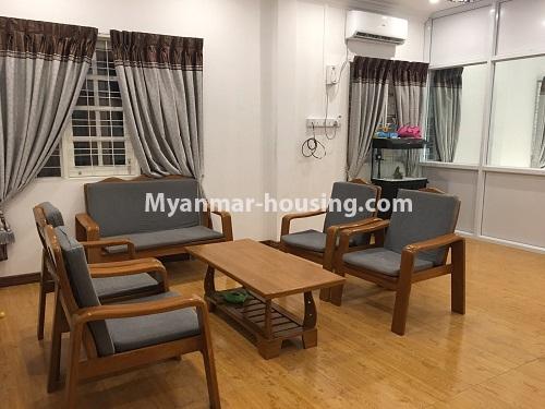 Myanmar real estate - for rent property - No.4573 - Half and three storey building on Sit Taung Street, North Dagon! - living room view 