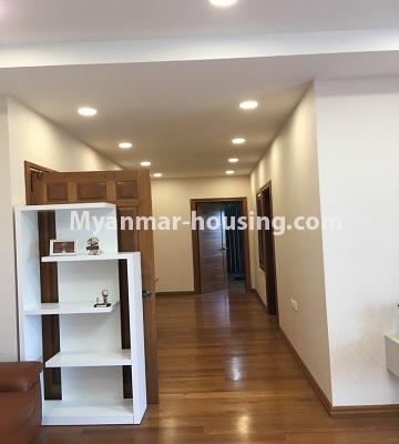 Myanmar real estate - for rent property - No.4577 - Nice furnished Diamond Crown Condominium room for rent in Dagon! - corridor view