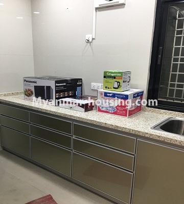 Myanmar real estate - for rent property - No.4577 - Nice furnished Diamond Crown Condominium room for rent in Dagon! - kitchen view